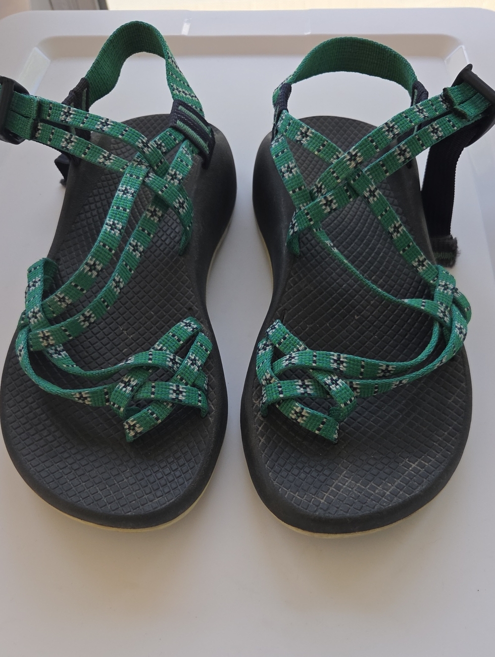 Women’s Chaco Green Strappy Outdoor Sandals with Adjustable Webbing
